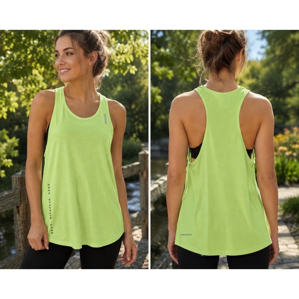 Reebok Speedwick Womens Large Lime Green Workout Tank Top Athletic Gym